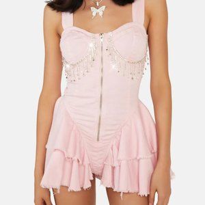 Pink Coupled Up Denim Romper